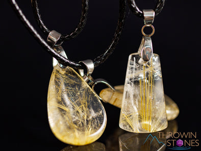 RUTILATED QUARTZ Crystal Necklace - Pendant Necklace, Handmade Jewelry, Healing Crystals and Stones, E1590-Throwin Stones