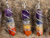 Rainbow CHAKRA Crystal Point Pendant - Wire Wrapped Gemstone Handmade Jewelry, Healing Crystals and Stones, E1360-Throwin Stones