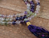 Rainbow FLUORITE Crystal Necklace, Mala - Handmade Jewelry, Beaded Necklace, Healing Crystals and Stones, E0671-Throwin Stones
