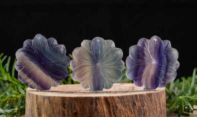 Rainbow FLUORITE Crystal Pendant - Flower - Crystal Carving, Handmade Jewelry, Healing Crystals and Stones, E1529-Throwin Stones