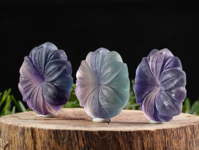 Rainbow FLUORITE Crystal Pendant - Flower - Crystal Carving, Handmade Jewelry, Healing Crystals and Stones, E1529-Throwin Stones