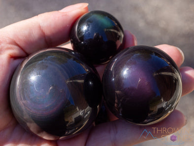 Rainbow OBSIDIAN Crystal Sphere - Crystal Ball, Housewarming Gift, Gothic Home Decor, E0579-Throwin Stones