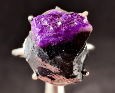 Raw AA SUGILITE Crystal Ring - Adjustable, Sterling Silver - Crystal Ring, Cocktail Ring, Boho Jewelry, 54669-Throwin Stones