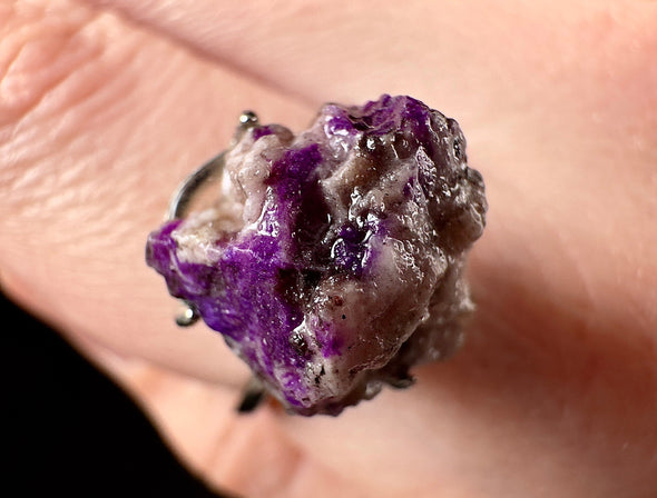 Raw AA SUGILITE Crystal Ring - Adjustable, Sterling Silver - Crystal Ring, Cocktail Ring, Boho Jewelry, 54670-Throwin Stones