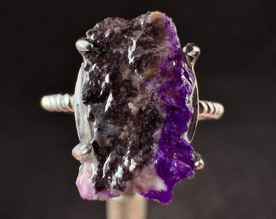 Raw AA SUGILITE Crystal Ring - Adjustable, Sterling Silver - Crystal Ring, Cocktail Ring, Boho Jewelry, 54672-Throwin Stones