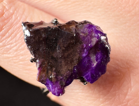 Raw AA SUGILITE Crystal Ring - Adjustable, Sterling Silver - Crystal Ring, Cocktail Ring, Boho Jewelry, 54675-Throwin Stones