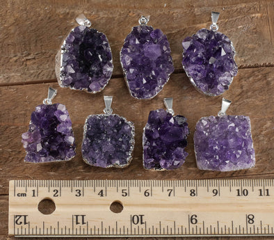Raw AMETHYST Druzy Crystal Pendant - Birthstone Gemstone Cluster Jewelry, Healing Crystals and Stones, Gift for Her, E0280-Throwin Stones