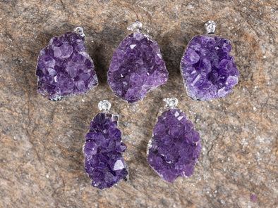 Raw AMETHYST Druzy Crystal Pendant - Birthstone Gemstone Cluster Jewelry, Healing Crystals and Stones, Gift for Her, E0280-Throwin Stones