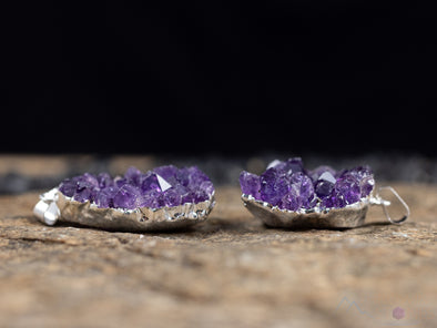 Raw AMETHYST Druzy Crystal Pendant - Birthstone Gemstone Cluster Jewelry, Healing Crystals and Stones, Gift for Her, E0280-Throwin Stones