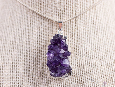 Raw AMETHYST Druzy Crystal Pendant - Birthstone Gemstone Cluster Jewelry, Healing Crystals and Stones, Gift for Her, E0280-Throwin Stones