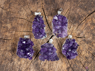 Raw AMETHYST Druzy Crystal Pendant - Birthstone Gemstone Cluster Jewelry, Healing Crystals and Stones, Gift for Her, E0280-Throwin Stones
