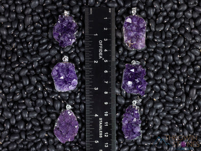 Raw AMETHYST Druzy Crystal Pendant - Birthstone Gemstone Cluster Jewelry, Healing Crystals and Stones, Gift for Her, E0280-Throwin Stones