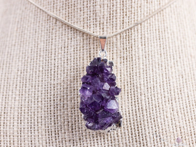 Raw AMETHYST Druzy Crystal Pendant - Birthstone Gemstone Handmade Jewelry, Healing Crystals and Stones, Gift for Her, E0280-Throwin Stones