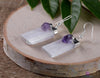 Raw AMETHYST & SELENITE Crystal Earrings - Silver - Raw Gemstone Earrings, Dangle Earrings, Handmade Jewelry, E0548-Throwin Stones