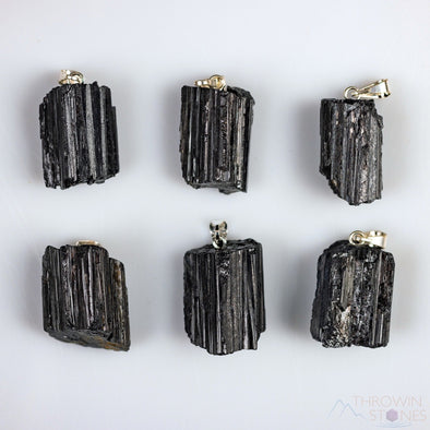 Raw BLACK TOURMALINE Crystal Pendant - Birthstone Gemstone Handmade Jewelry, Healing Crystals and Stones, Gift for Him, E0910-Throwin Stones