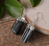 Raw BLACK TOURMALINECrystal Earrings - Silver - Raw Gemstone Earrings, Dangle Earrings, Handmade Jewelry, E0470-Throwin Stones