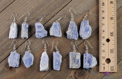 Raw BLUE KYANITE Crystal Earrings - Dangle Drop Earrings, Gemstone Handmade Jewelry, Gift for Her, E1453-Throwin Stones