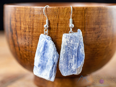 Raw BLUE KYANITE Crystal Earrings - Dangle Drop Earrings, Gemstone Handmade Jewelry, Gift for Her, E1453-Throwin Stones