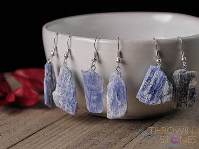 Raw BLUE KYANITE Crystal Earrings - Dangle Drop Earrings, Gemstone Handmade Jewelry, Gift for Her, E1453-Throwin Stones