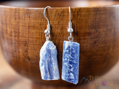 Raw BLUE KYANITE Crystal Earrings - Dangle Drop Earrings, Gemstone Handmade Jewelry, Gift for Her, E1453-Throwin Stones