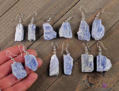 Raw BLUE KYANITE Crystal Earrings - Dangle Drop Earrings, Gemstone Handmade Jewelry, Gift for Her, E1453-Throwin Stones