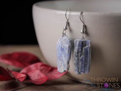 Raw BLUE KYANITE Crystal Earrings - Dangle Drop Earrings, Gemstone Handmade Jewelry, Gift for Her, E1453-Throwin Stones