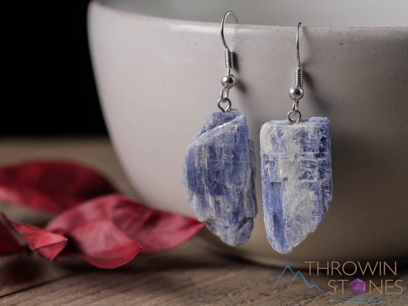 Raw BLUE KYANITE Crystal Earrings - Dangle Drop Earrings, Gemstone Handmade Jewelry, Gift for Her, E1453-Throwin Stones