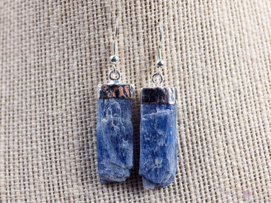 Raw BLUE KYANITE Crystal Earrings - Silver Plated Gemstones, Metaphysical Chakra Dangle Jewelry, E0133-Throwin Stones