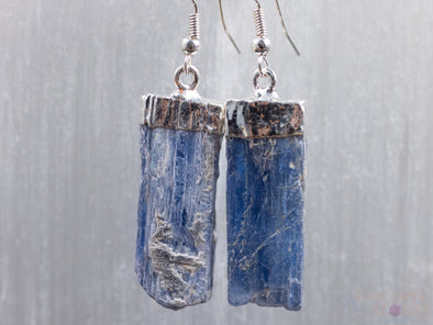 Raw BLUE KYANITE Crystal Earrings - Silver Plated Gemstones, Metaphysical Chakra Dangle Jewelry, E0133-Throwin Stones