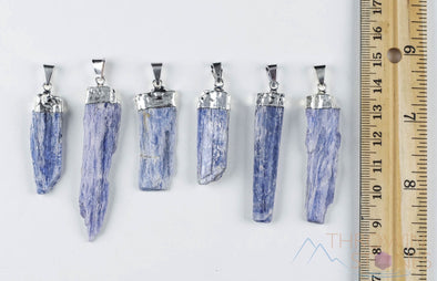 Raw BLUE KYANITE Crystal Pendant - Raw Crystal Necklace, Electroplated Jewelry, Healing Stones, E0143-Throwin Stones
