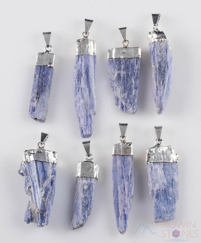 Raw BLUE KYANITE Crystal Pendant - Raw Crystal Necklace, Electroplated Jewelry, Healing Stones, E0143-Throwin Stones