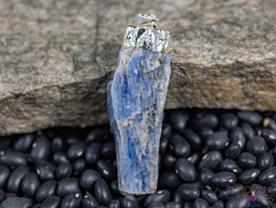 Raw BLUE KYANITE Crystal Pendant - Raw Crystal Necklace, Electroplated Jewelry, Healing Stones, E0143-Throwin Stones