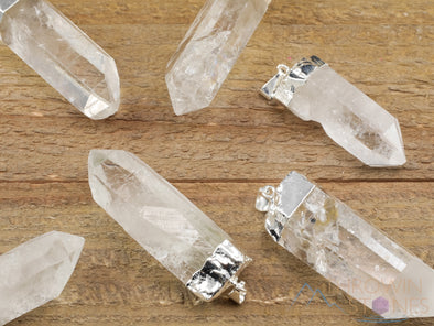 Raw CLEAR QUARTZ Crystal Pendant - Gemstone Handmade Jewelry, Healing Crystals and Stones, Gift for Him, E0904-Throwin Stones