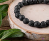 Raw LAVA ROCK Crystal Bracelet - Round Beads - Aromatherapy Diffuser Bracelet, Beaded Bracelet, Handmade Jewelry, E0590-Throwin Stones