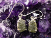 Raw MOLDAVITE Earrings - Sterling Silver, Prong - Moldavite Crystal, Dangle Earrings, Genuine Moldavite Jewelry, E2166-Throwin Stones