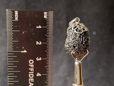 Raw MOLDAVITE Pendant - Sterling Silver, Leaf Bail - Moldavite Necklace Pendant, Genuine Moldavite Jewelry, 44605-Throwin Stones