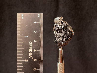Raw MOLDAVITE Pendant - Sterling Silver, Leaf Bail - Real Moldavite Pendant, Moldavite Jewelry with Certification, 44506-Throwin Stones