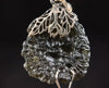 Raw MOLDAVITE Pendant - Sterling Silver, Leaf Bail - Real Moldavite Pendant, Moldavite Jewelry with Certification, 52071-Throwin Stones