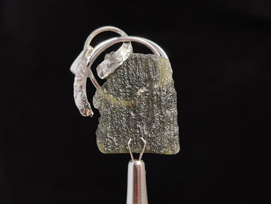 Raw MOLDAVITE Pendant - Sterling Silver - Moldavite Necklace Pendant, Genuine Moldavite Jewelry, 45086-Throwin Stones