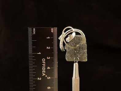 Raw MOLDAVITE Pendant - Sterling Silver - Moldavite Necklace Pendant, Genuine Moldavite Jewelry, 45086-Throwin Stones