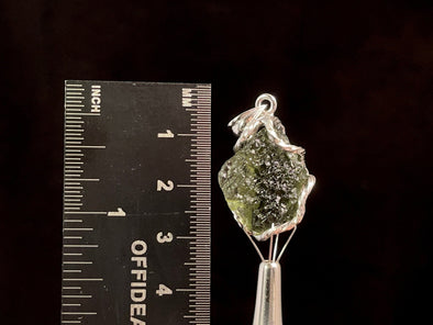 Raw MOLDAVITE Pendant - Sterling Silver - Moldavite Necklace Pendant, Genuine Moldavite Jewelry, 47336-Throwin Stones