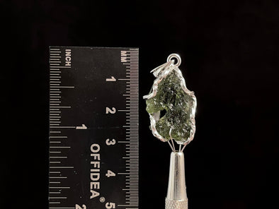 Raw MOLDAVITE Pendant - Sterling Silver - Moldavite Necklace Pendant, Genuine Moldavite Jewelry, 47339-Throwin Stones