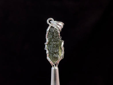 Raw MOLDAVITE Pendant - Sterling Silver - Moldavite Necklace Pendant, Genuine Moldavite Jewelry, 47343-Throwin Stones