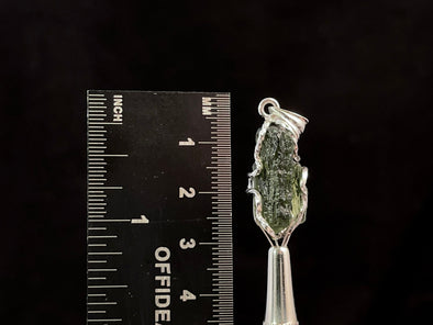 Raw MOLDAVITE Pendant - Sterling Silver - Moldavite Necklace Pendant, Genuine Moldavite Jewelry, 47343-Throwin Stones