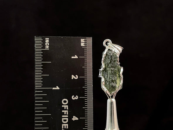 Raw MOLDAVITE Pendant - Sterling Silver - Moldavite Necklace Pendant, Genuine Moldavite Jewelry, 47343-Throwin Stones