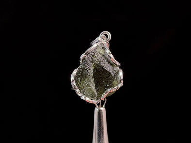 Raw MOLDAVITE Pendant - Sterling Silver - Moldavite Necklace Pendant, Genuine Moldavite Jewelry, 47348-Throwin Stones