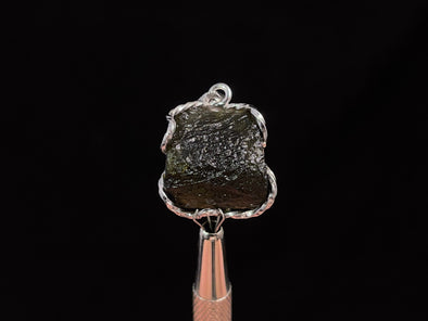 Raw MOLDAVITE Pendant - Sterling Silver - Moldavite Necklace Pendant, Genuine Moldavite Jewelry, 47360-Throwin Stones