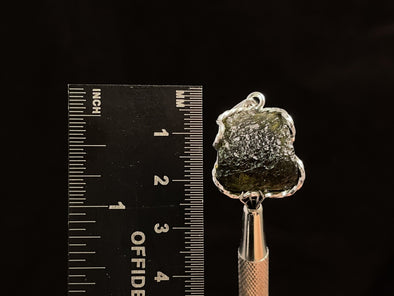 Raw MOLDAVITE Pendant - Sterling Silver - Moldavite Necklace Pendant, Genuine Moldavite Jewelry, 47360-Throwin Stones