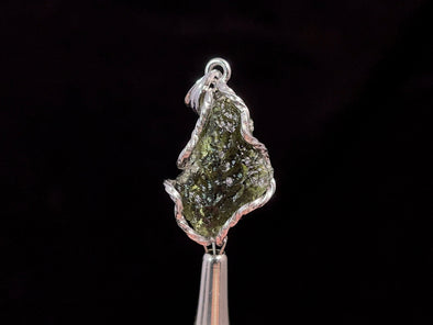 Raw MOLDAVITE Pendant - Sterling Silver - Moldavite Necklace Pendant, Genuine Moldavite Jewelry, 47363-Throwin Stones