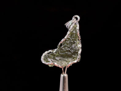 Raw MOLDAVITE Pendant - Sterling Silver - Moldavite Necklace Pendant, Genuine Moldavite Jewelry, 47364-Throwin Stones